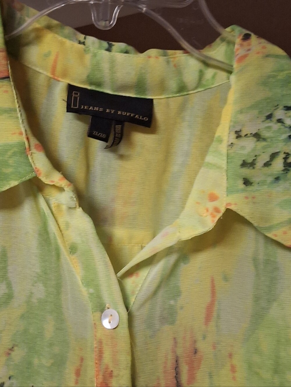 I. Jeans By Buffalo Women's XL 2-fer Sleeveless BOHO Blouse & Tank Yellow Floral - Picture 7 of 8